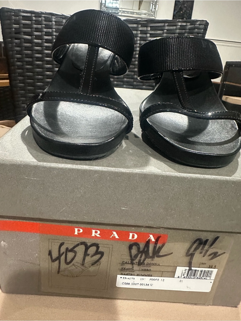 Prada Black Women's Double-Strap Slide Sandals